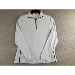 Kinona Womens White Long Sleeve Quarter Zip Golf Top Italian Fabric Size Large